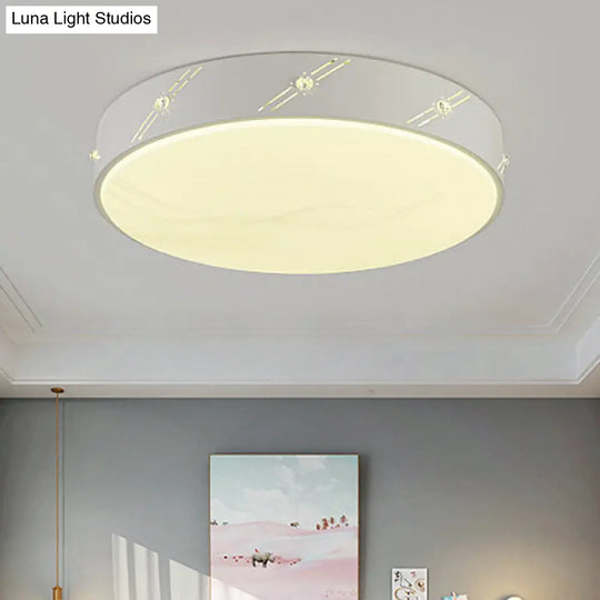 Modern Round Led Flush Mount Ceiling Light Fixture For Bedroom With Acrylic Diffuser White