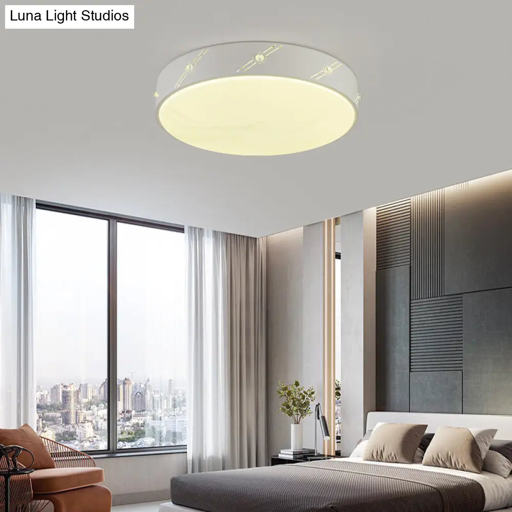 Modern Round Led Flush Mount Ceiling Light Fixture For Bedroom With Acrylic Diffuser