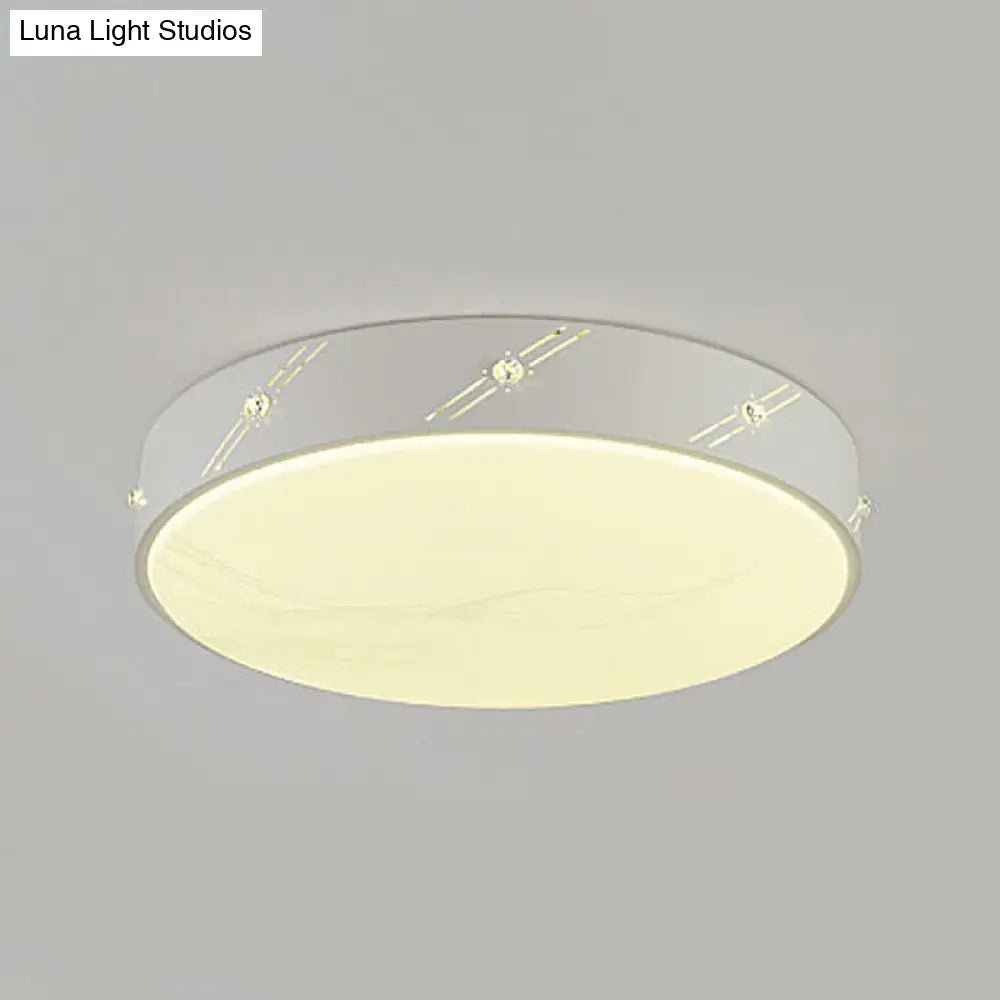 Modern Round Led Flush Mount Ceiling Light Fixture For Bedroom With Acrylic Diffuser