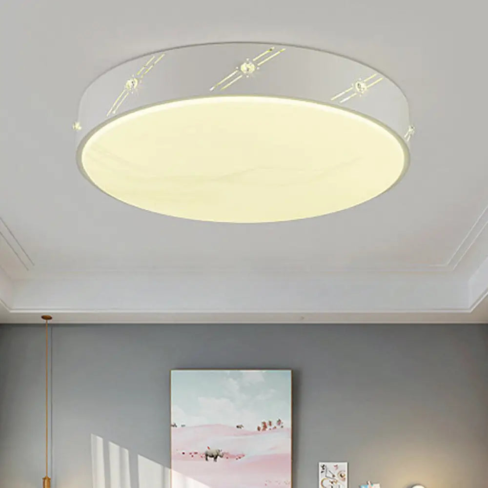 Modern Round Led Flush Mount Ceiling Light Fixture For Bedroom With Acrylic Diffuser White