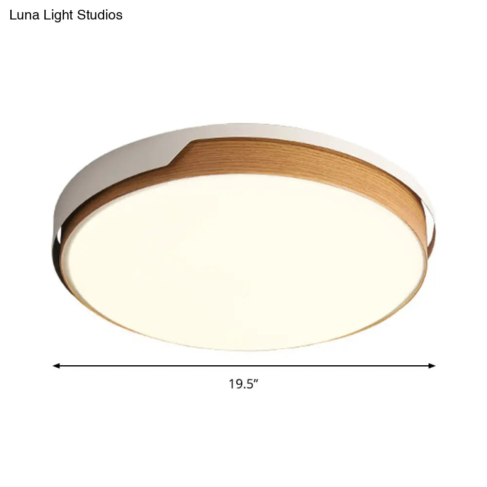 Modern Round Led Flush Mount Light For Dining Room In White