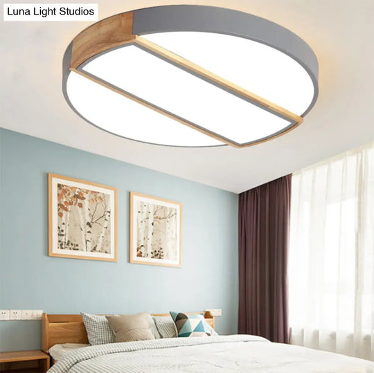 Modern Round Led Flush Mount Light In Macaron-Inspired Colors For Living Room Ceiling
