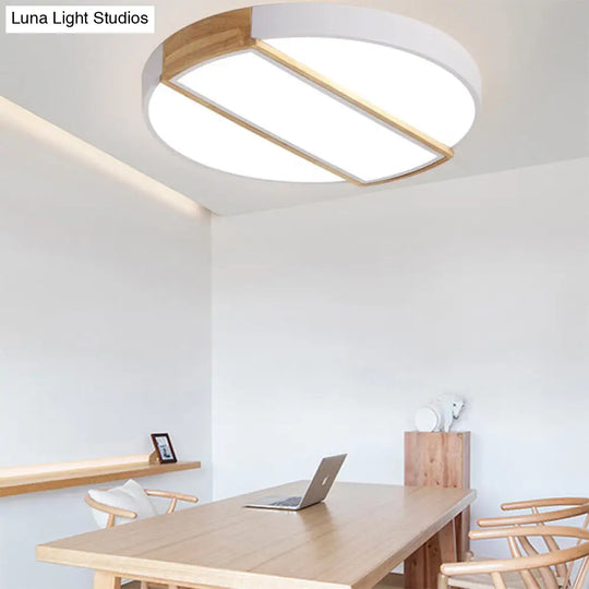 Modern Round Led Flush Mount Light In Macaron-Inspired Colors For Living Room Ceiling White