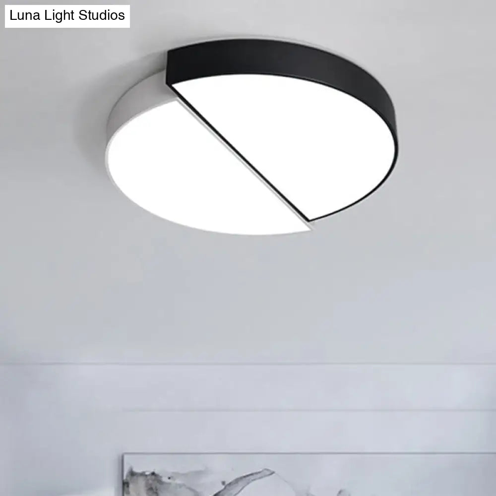 Modern Round Led Flush Mount Lighting With Minimalist Black And White Acrylic Design