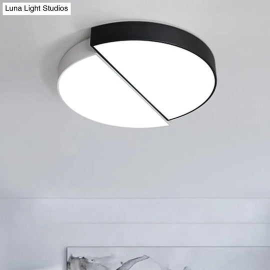 Modern Round Led Flush Mount Lighting With Minimalist Black And White Acrylic Design