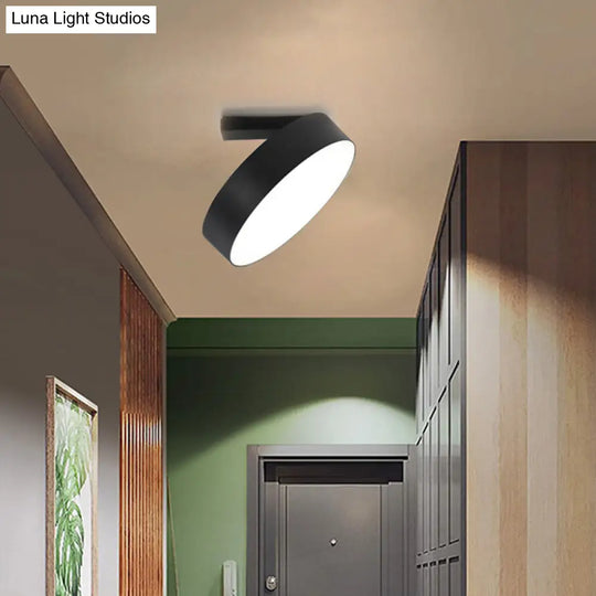 Modern Round Led Flushmount Ceiling Light In Black - 8’/12’ Diameter