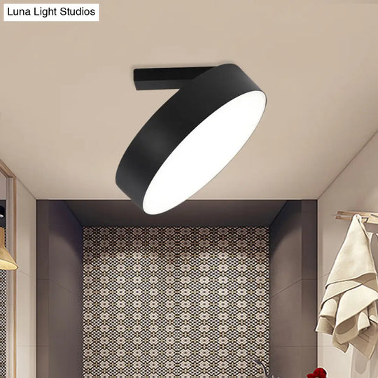 Modern Round Led Flushmount Ceiling Light In Black - 8/12 Diameter / 8