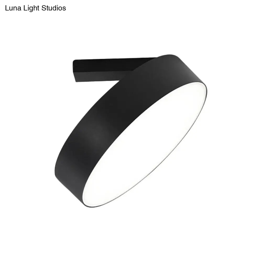 Modern Round Led Flushmount Ceiling Light In Black - 8’/12’ Diameter