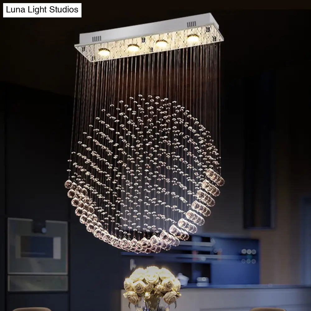 Modern Round Led Flushmount Dining Room Light In Nickel