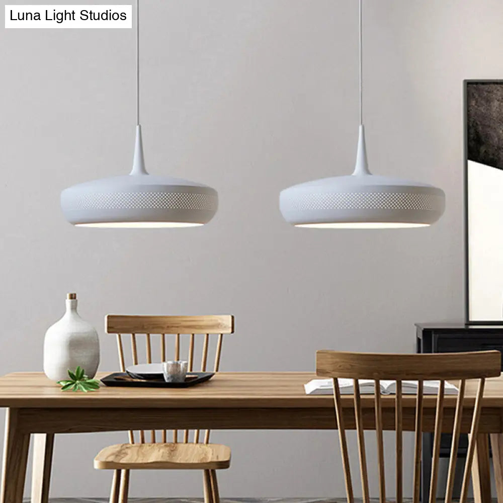 Modern Round Led Pendant Light For Dining Room - Metallic Suspension Fixture