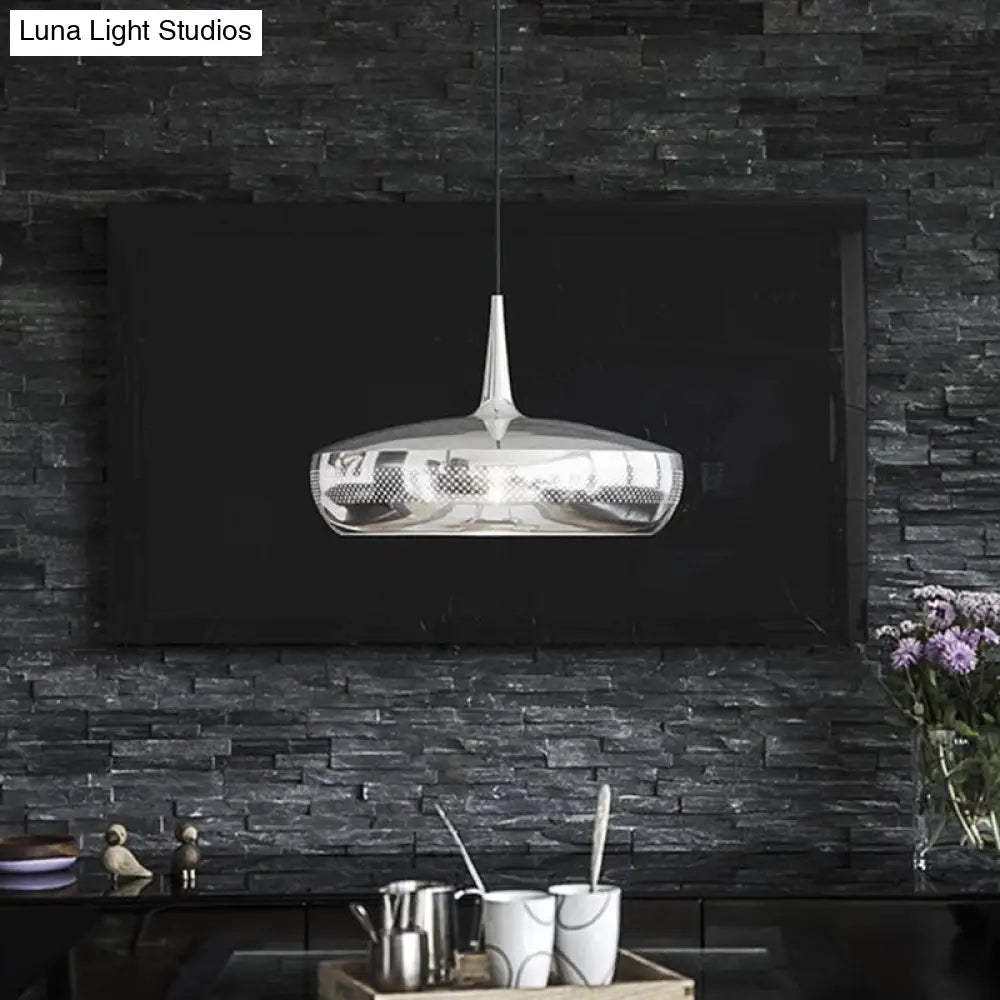 Modern Led Pendant Light: Stylish Round Design For Dining Room Suspended Lighting Silver / White