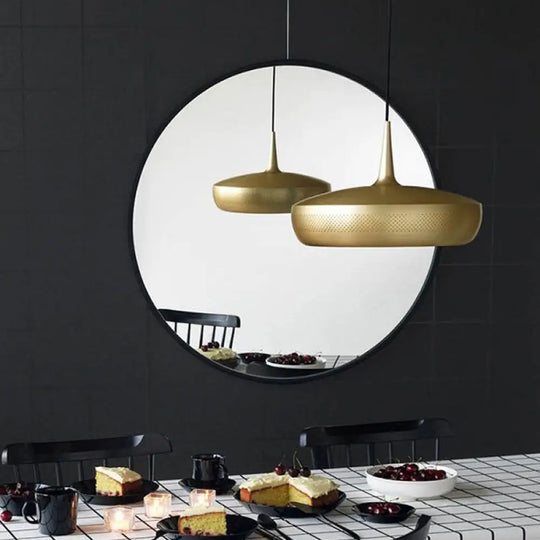 Modern Round Led Pendant Light For Dining Room - Metallic Suspension Fixture Gold / Warm