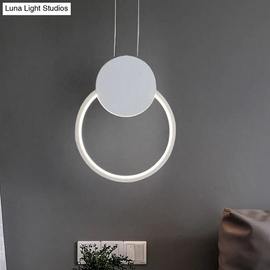 Modern Round Acrylic White/Black Led Hanging Bedside Light Fixture White/Warm White /