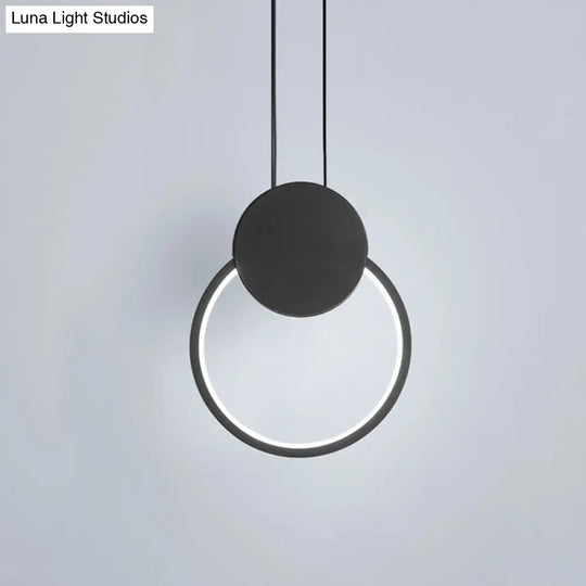 Modern Round Led Suspension Light In White/Black - Perfect Bedside Lamp With White/Warm