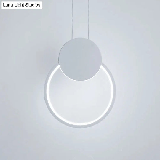 Modern Round Led Suspension Light In White/Black - Perfect Bedside Lamp With White/Warm