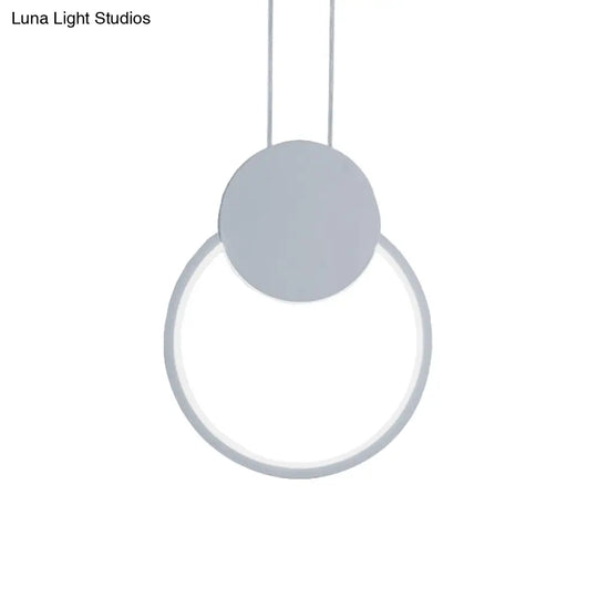 Modern Round Led Suspension Light In White/Black - Perfect Bedside Lamp With White/Warm