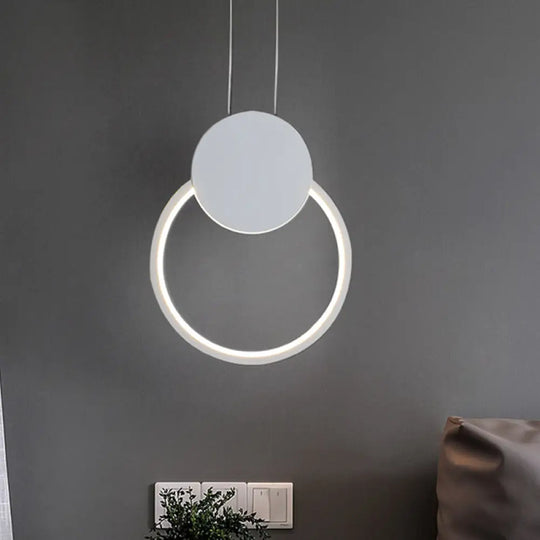 Modern Round Led Suspension Light In White/Black - Perfect Bedside Lamp With White/Warm White /