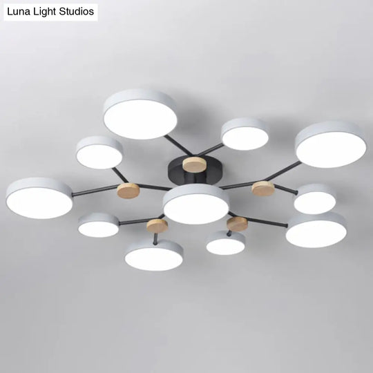 Modern Round Living Room Chandelier Pendant Light - Nordic Style Acrylic 11 Heads