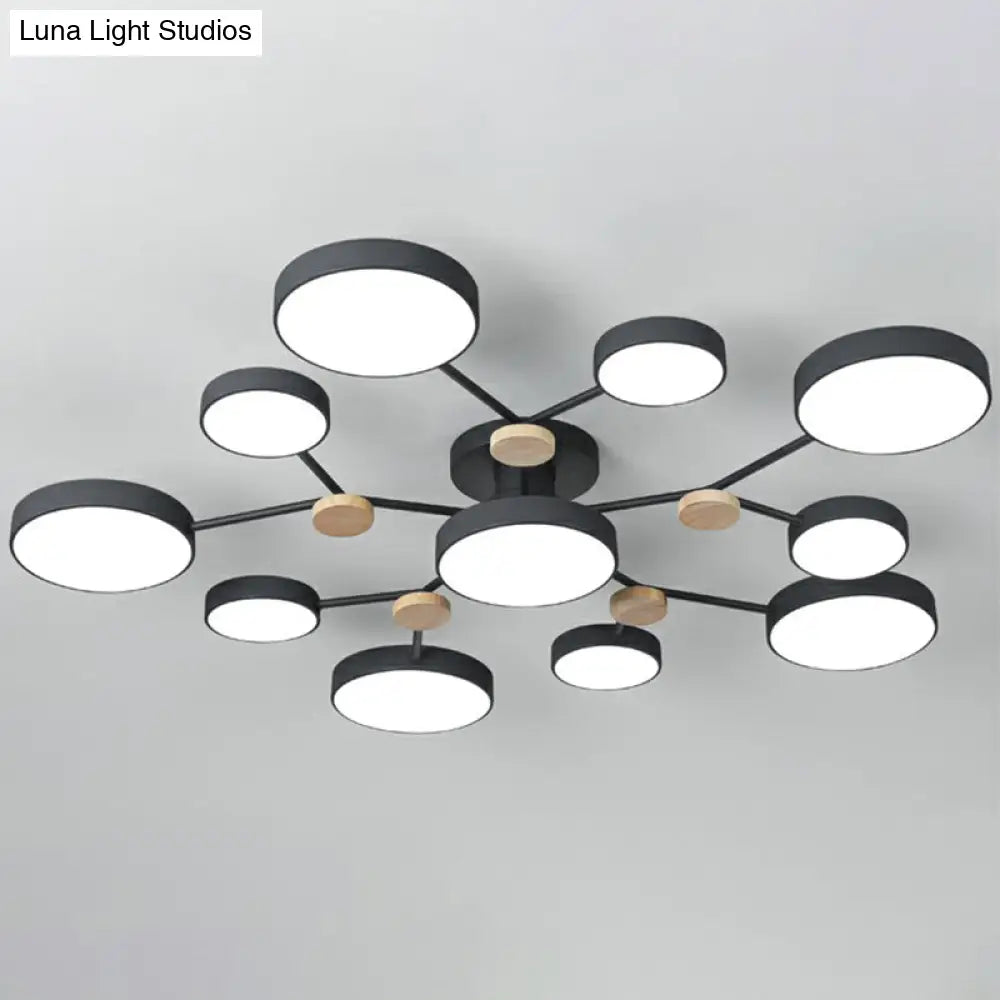 Modern Round Living Room Chandelier Pendant Light - Nordic Style Acrylic 11 Heads