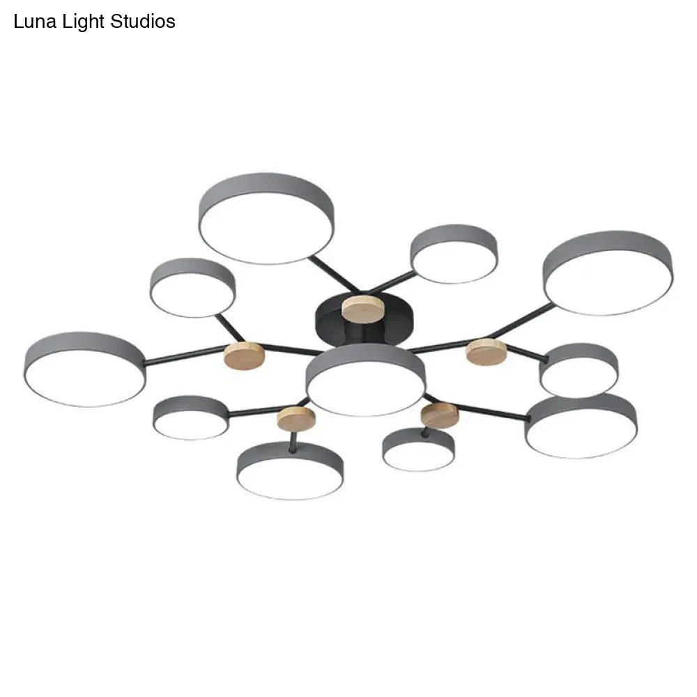 Modern Round Living Room Chandelier Pendant Light - Nordic Style Acrylic 11 Heads