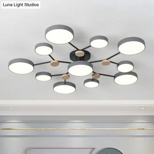 Modern Round Living Room Chandelier Pendant Light - Nordic Style Acrylic 11 Heads