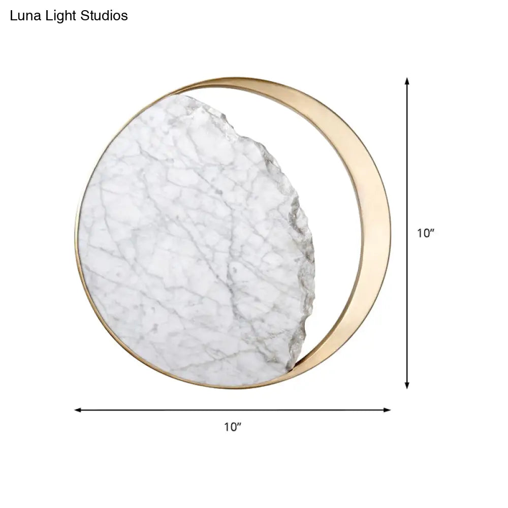 Modern Round Marble And Acrylic White Led Wall Sconce For Bedroom