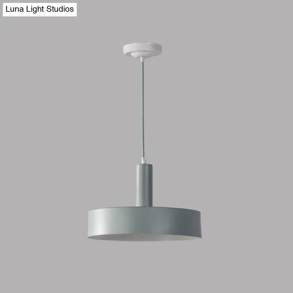 Contemporary Metallic 1-Head Ceiling Light For Bedroom: Round Drop Lamp Green