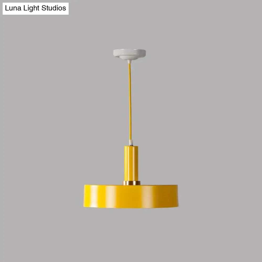 Contemporary Metallic 1-Head Ceiling Light For Bedroom: Round Drop Lamp Yellow