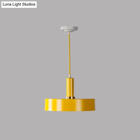 Contemporary Metallic 1-Head Ceiling Light For Bedroom: Round Drop Lamp Yellow