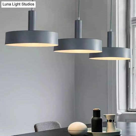 Contemporary Metallic 1-Head Ceiling Light For Bedroom: Round Drop Lamp Grey