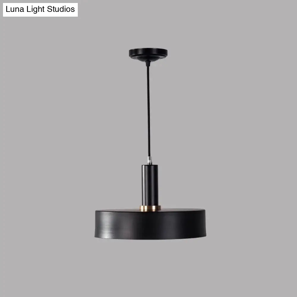 Contemporary Metallic 1-Head Ceiling Light For Bedroom: Round Drop Lamp Black