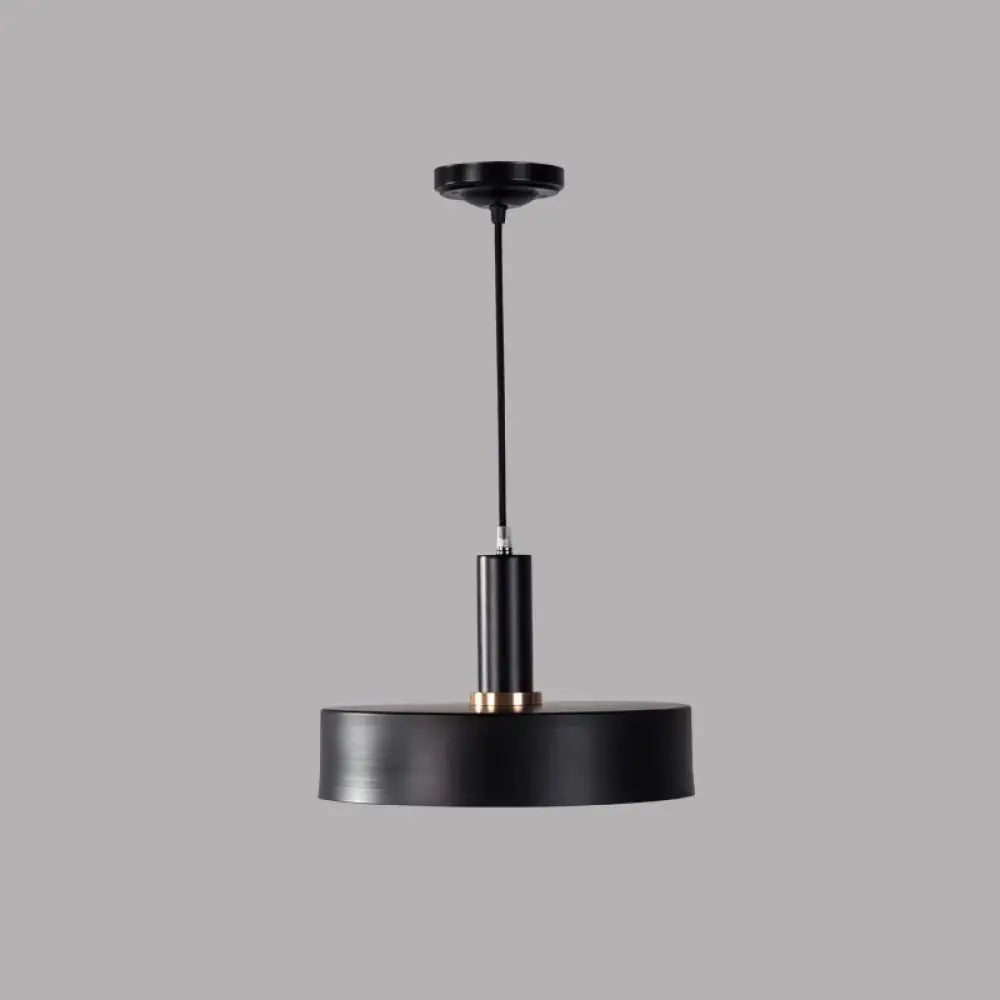 Modern Round Metal Ceiling Light: Single-Head Hanging Lamp For Bedroom Black