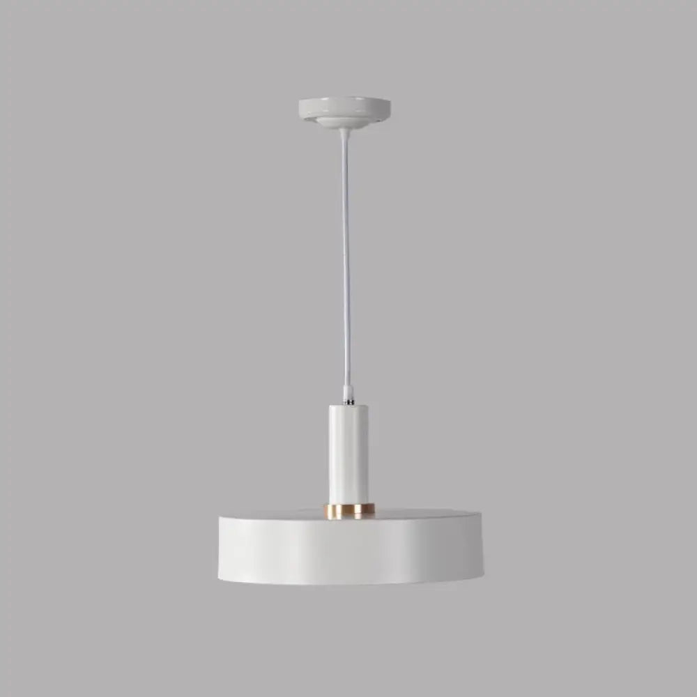 Modern Round Metal Ceiling Light: Single-Head Hanging Lamp For Bedroom White