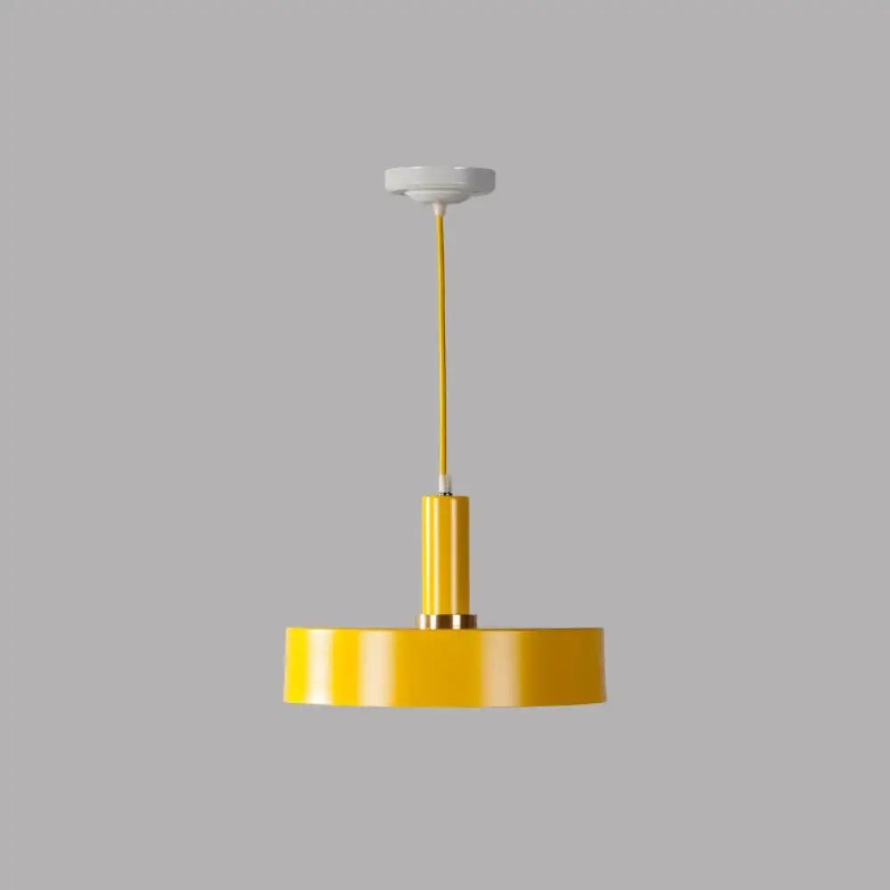 Modern Round Metal Ceiling Light: Single-Head Hanging Lamp For Bedroom Yellow