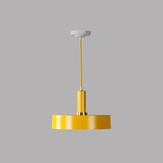 Modern Round Metal Ceiling Light: Single-Head Hanging Lamp For Bedroom Yellow