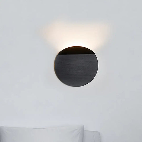 Modern Round Metal Wall Sconce Light - Black/Grey/White Led Corridor Mount Black