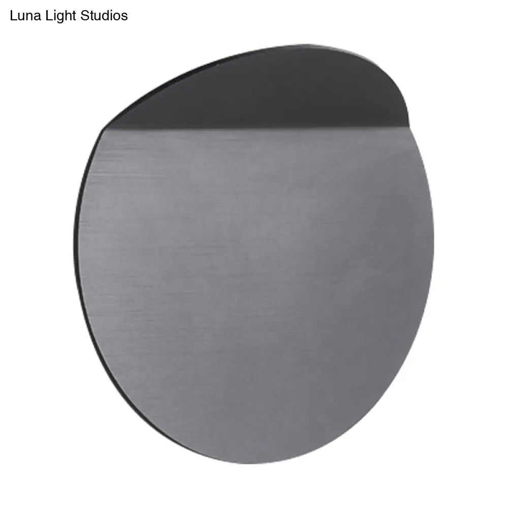 Modern Round Metal Wall Sconce Light - Black/Grey/White Led Corridor Mount