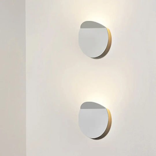 Modern Round Metal Wall Sconce Light - Black/Grey/White Led Corridor Mount White