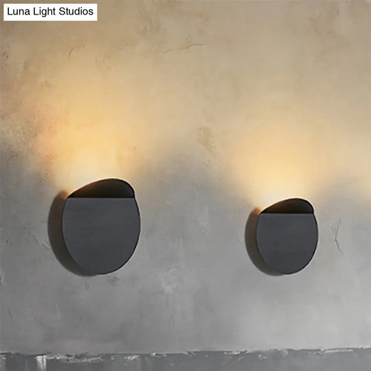 Modern Round Metal Wall Sconce Light - Black/Grey/White Led Corridor Mount