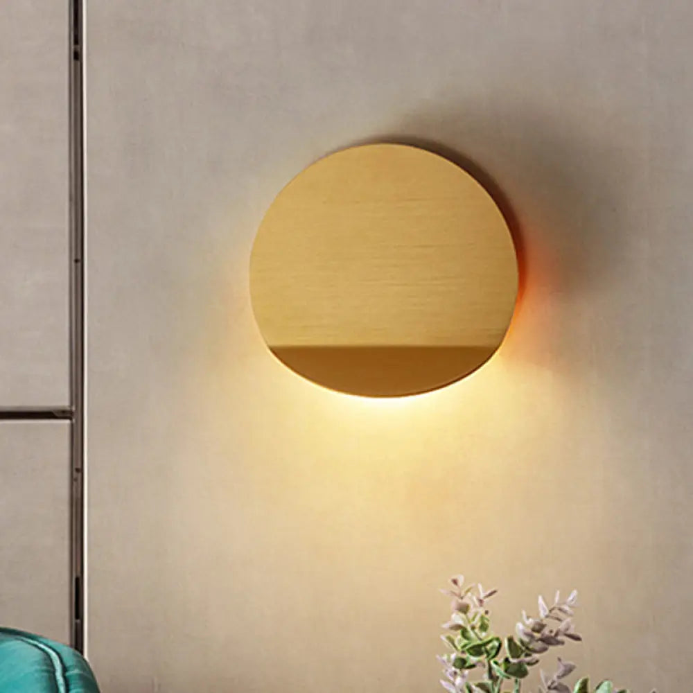 Modern Round Metal Wall Sconce Light - Black/Grey/White Led Corridor Mount Gold