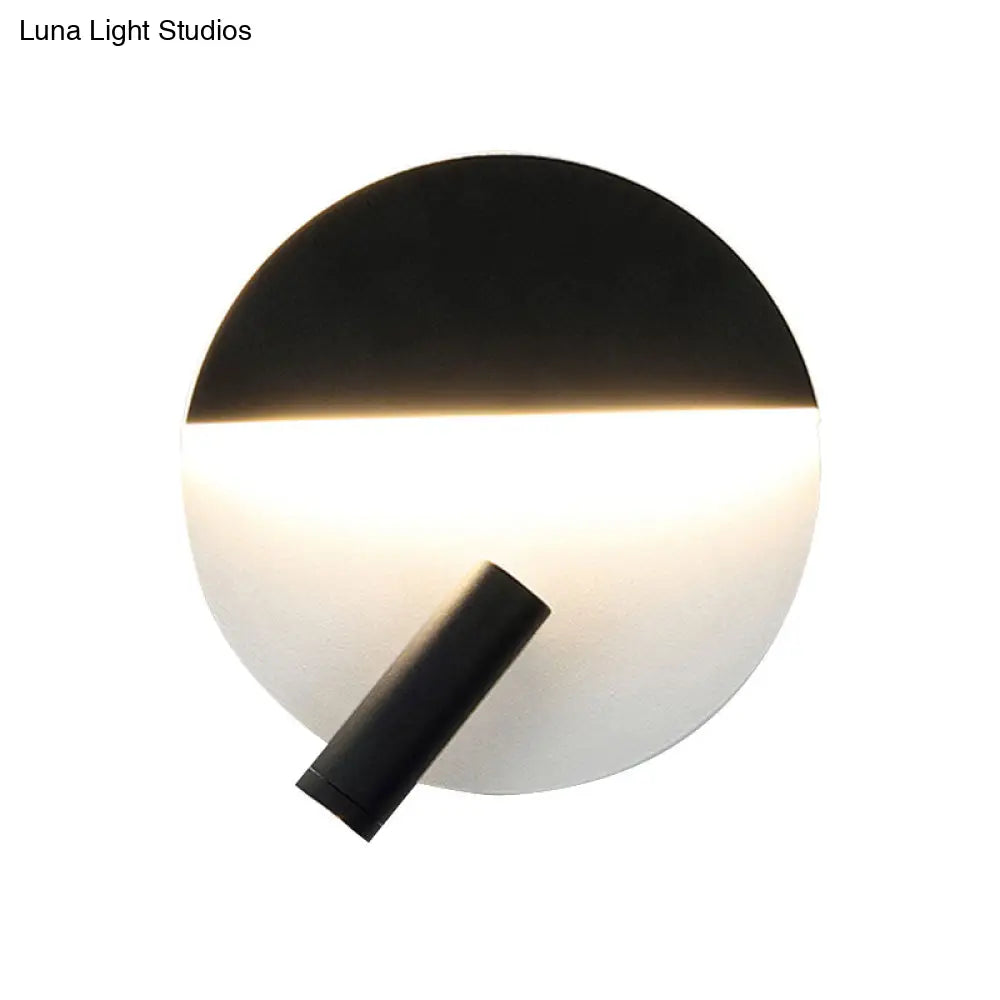 Modern Round Wall Lamp - Black/White With Led Spotlight