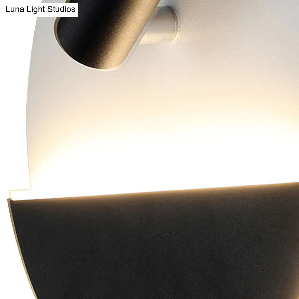 Modern Round Wall Lamp - Black/White With Led Spotlight