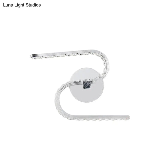 Modern S-Shape Wall Mounted Led Bedside Sconce In Chrome With Acrylic Shade Warm/White Light