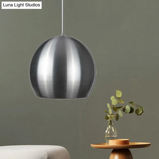 Satin Nickel Dome Pendant Light With Minimalist Design And Pierced Venting