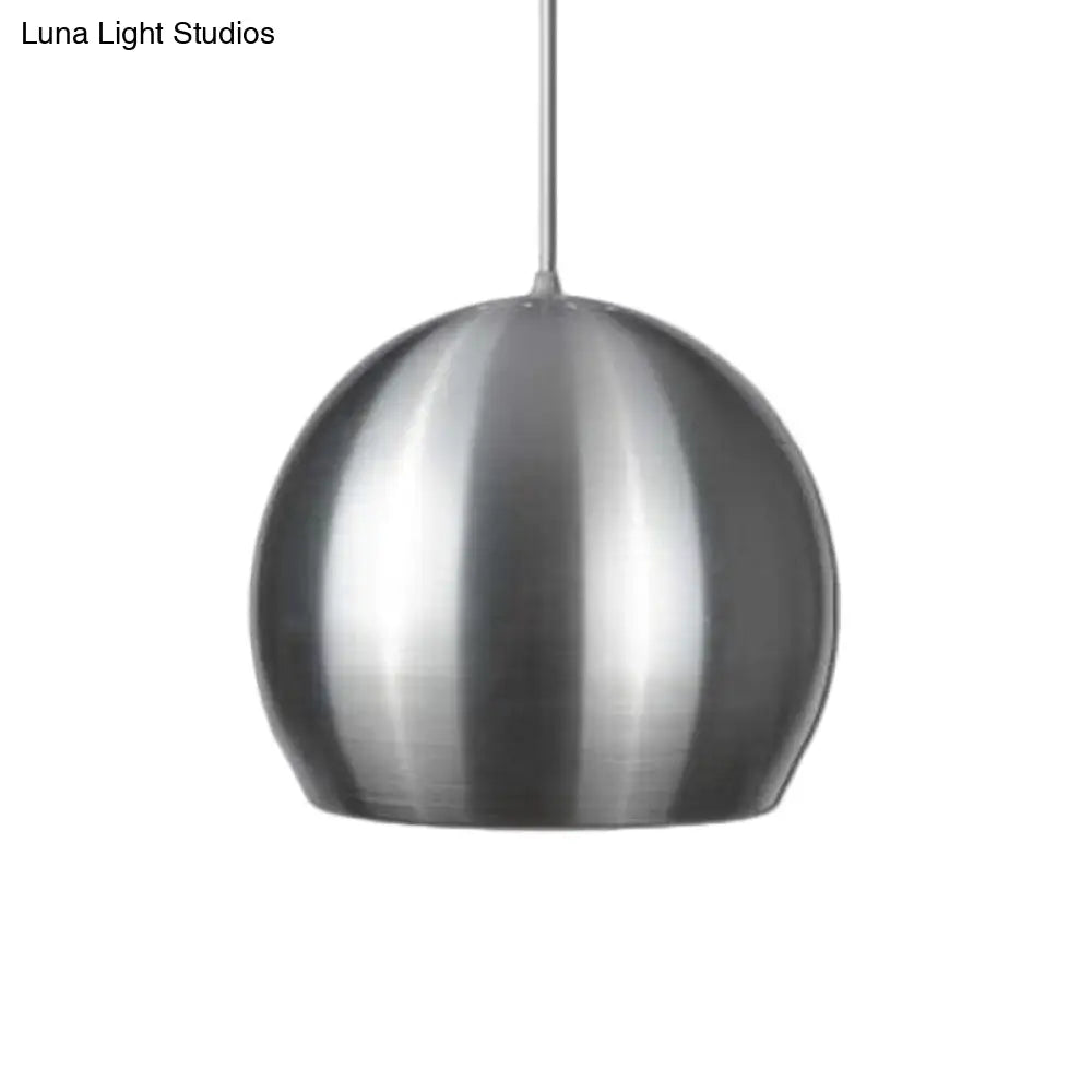 Satin Nickel Dome Pendant Light With Minimalist Design And Pierced Venting
