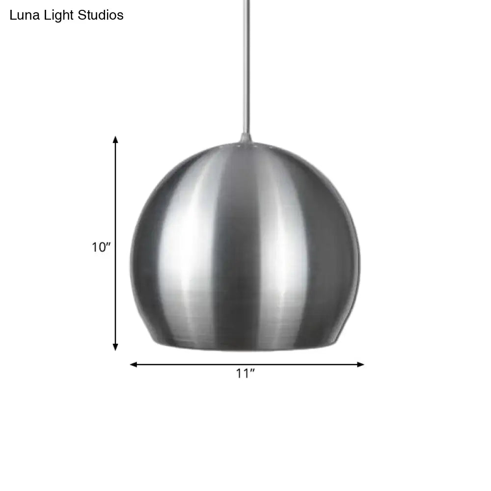 Modern Satin Nickel Dome Pendant Light Fixture With Pierced Design