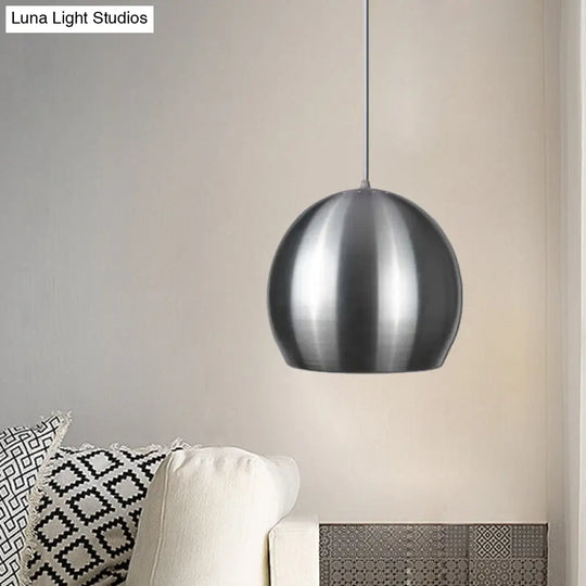 Satin Nickel Dome Pendant Light With Minimalist Design And Pierced Venting