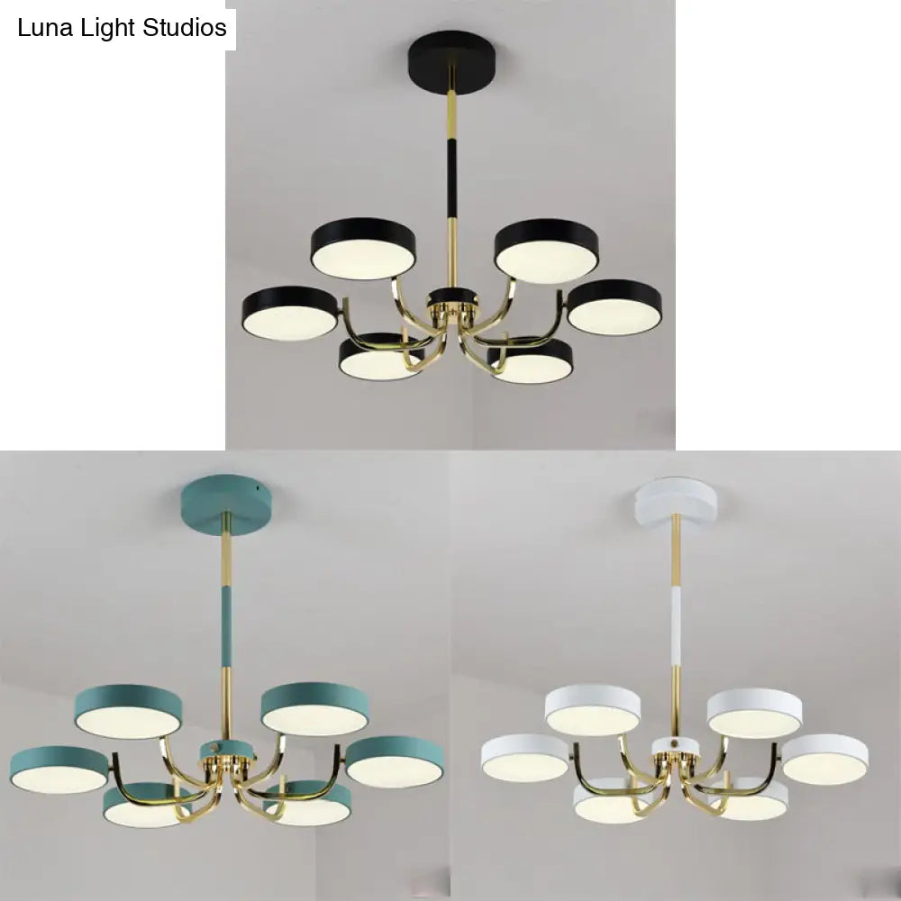 Modern Scandinavian Round Hanging Chandelier - 6-Light Acrylic Pendant Fixture For Living Room