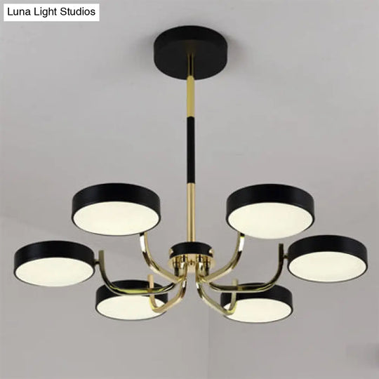 Modern Scandinavian Round Hanging Chandelier - 6-Light Acrylic Pendant Fixture For Living Room