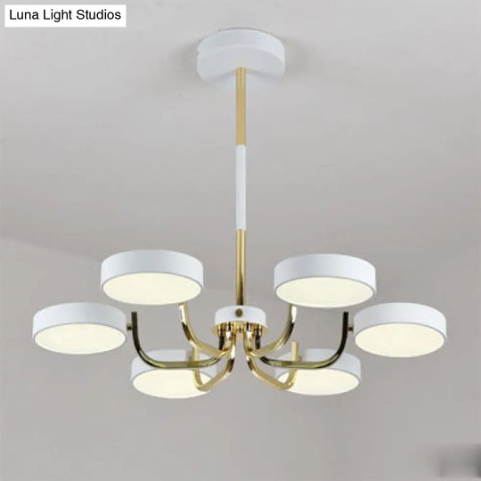 Modern Scandinavian Round Hanging Chandelier - 6-Light Acrylic Pendant Fixture For Living Room